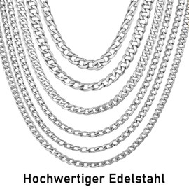 DonDon Men's Curb Chain Necklace Silver Stainless Steel Length 52 cm 20,5" Width 0,8 cm 0,32"