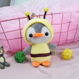 BSOMAM Plush Doll Pendant Keychain Ring Key Holder Cute Penguin Keychain Frog Bee Shark Anime Plush Stuffed Yellow One Size One Size, yellow