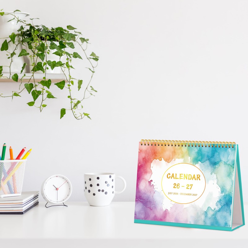 Desk Calendar 2026-2027 - Standing Flip Desktop Calendar 2026-2027, 18