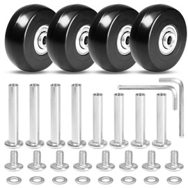 MroMax 4Pcs Luggage Wheels Replacement, 2 Inch (49 x 18mm) Rubber+Metal Suitcase Replacement Wheels