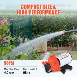 110V Water Pressure Pump 4.0GPM 50PSI AC Power On Demand Electric Self-Priming Water Transfer Diaphragm Pump Include 3/4" Garden Hose Adapters for Home Kitchen Bathroom Irrigation Camper Industrial
