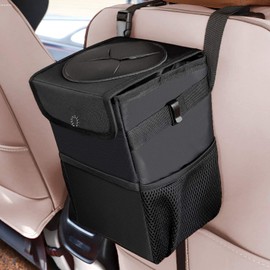 YEL Car Trash Can - Black, Cloth, 6L, Waterproof, Adjustable, Durable, Square, Car Trash Can