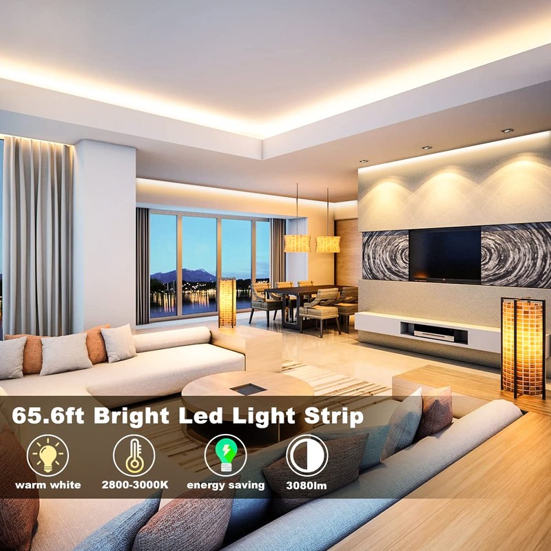MY BEAUTY LIGHT LED Strip Lights Warm White,65.6ft Dimmable LED