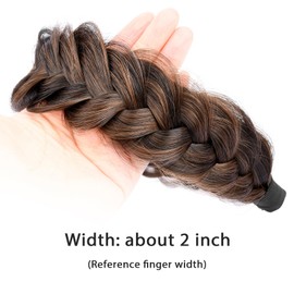 Gledola Wide Messy Braided Headband with Teeth Synthetic Hair Braided Headband High Elasticity Braids Braided Hair Band Hairpiece for Girls Women (Copper Brown)