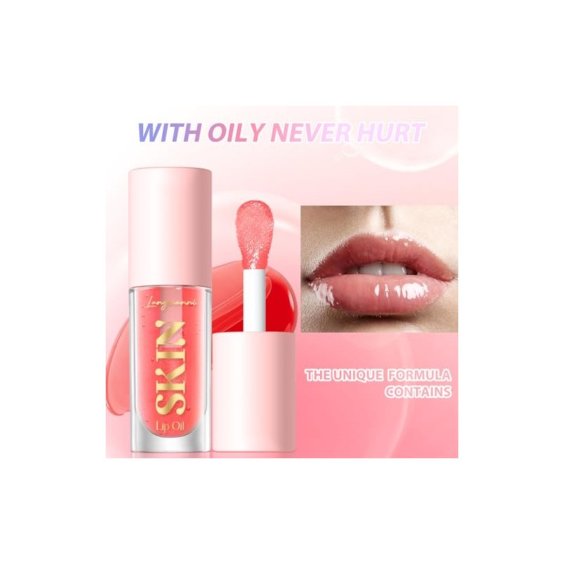 Aceite Hidratante para Labios Lip Oil Gloss, Non-Sticky Fruit Flavored,