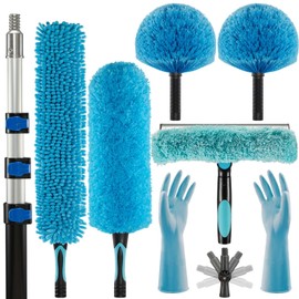 CXU 25 Feet Fan Cleaner High Ceiling 2 Cobweb Dusters with Extension Pole(18ft)