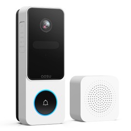 AOSU Wireless Doorbell Camera, 170° Ultra Wide Viewing Angle, Intelligent Parcel Detection, 90 Days Battery Life, 2.4G WiFi Supported, 2K QHD Video Doorbell Compatible with Alexa and Google Assistant