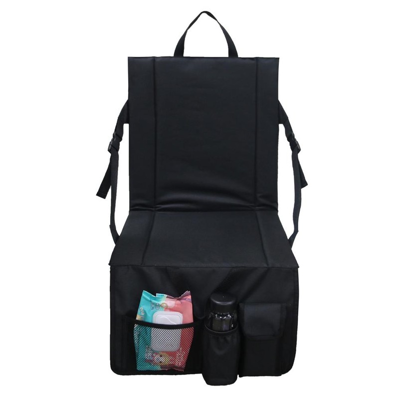 Folding Stadium Seat Camping Back Support Cushion Seat with Storage