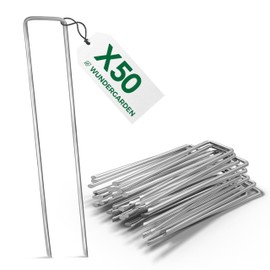 WUNDERGARDEN Pack of 50 x 6''/150mm 11 Gauge U-shaped multi-purpose galvanised steel Garden Securing Pegs - Ideal for securing weed fabric, landscape fabric, netting, ground sheets and fleece