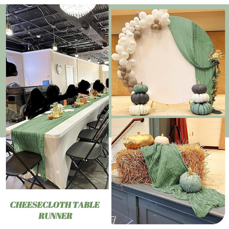 3 Pack Cheesecloth Table Runner, Table Decor Romantic Wedding Runner