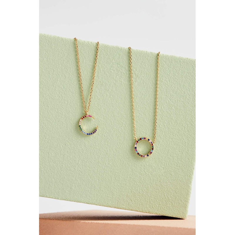 Estella Bartlett Multi CZ Circle Necklace - Gold Plated
