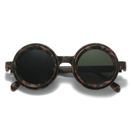 JOLLYNOVA Adjustable Tint Sunglasses,Stepless Dimming Round Polarized ND Filter Glasses Decorative Holiday Eyeglasses (Camouflage-Dark Green Gradient)