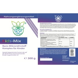 VITARAGNA KIDS-Mix: Vitamin C & Magnesium & Zink uvm. für Kinder als Pulver – Natürliches Nahrungsergänzungsmittel für Kinder mit Ballaststoffen, Lecithin & Cranberry-Pulver