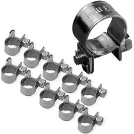 Hose Clamps, 10 Pieces 304 Stainless Steel Pipe Clip Fuel Line Tube Fastener Super Heavy-Duty T Bolt Clamp 6 mm - 20 mm All Sizes (6-8 mm)