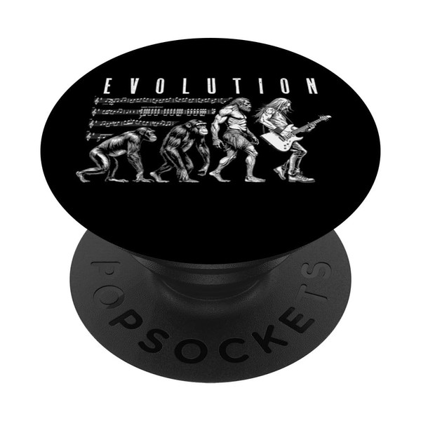 Guitarist Evolution Funny Electric Guitar Player Musician PopSockets Adhesive PopGrip