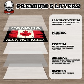 Canada is Ally Not Asset | Bumper Sticker or Car Magnet | Vintage Canadian Flag Liberals Decal for Trucks Vans Cars [7.5x3.75]