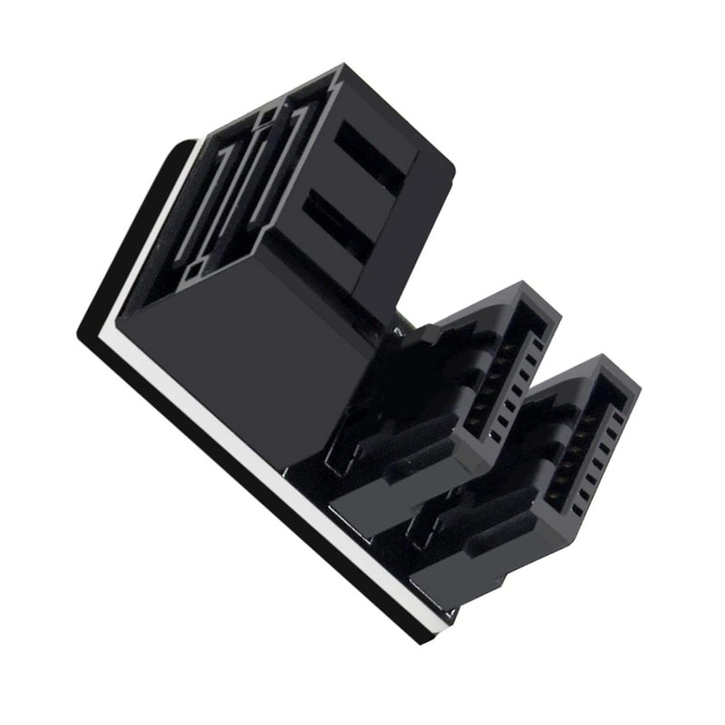 Cablecc Dual SATA 7Pin Female to 90 Degree Angled 7Pin