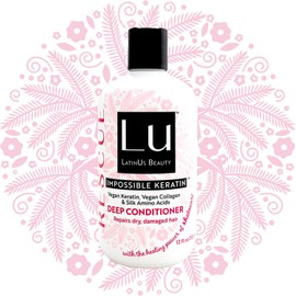 Lu LatinUs Beauty RESCUE Acondicionador Reparador Natural Anti-Frizz con Keratina Vegana y Shatavari para Cabello Débil, Seco y Dañado (12oz)