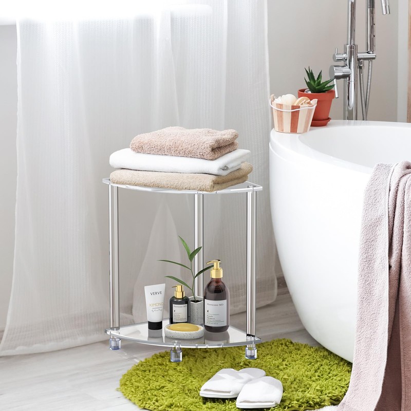 Cilinta Corner Shower Stool, Clear Acrylic Shower Bench for Shaving
