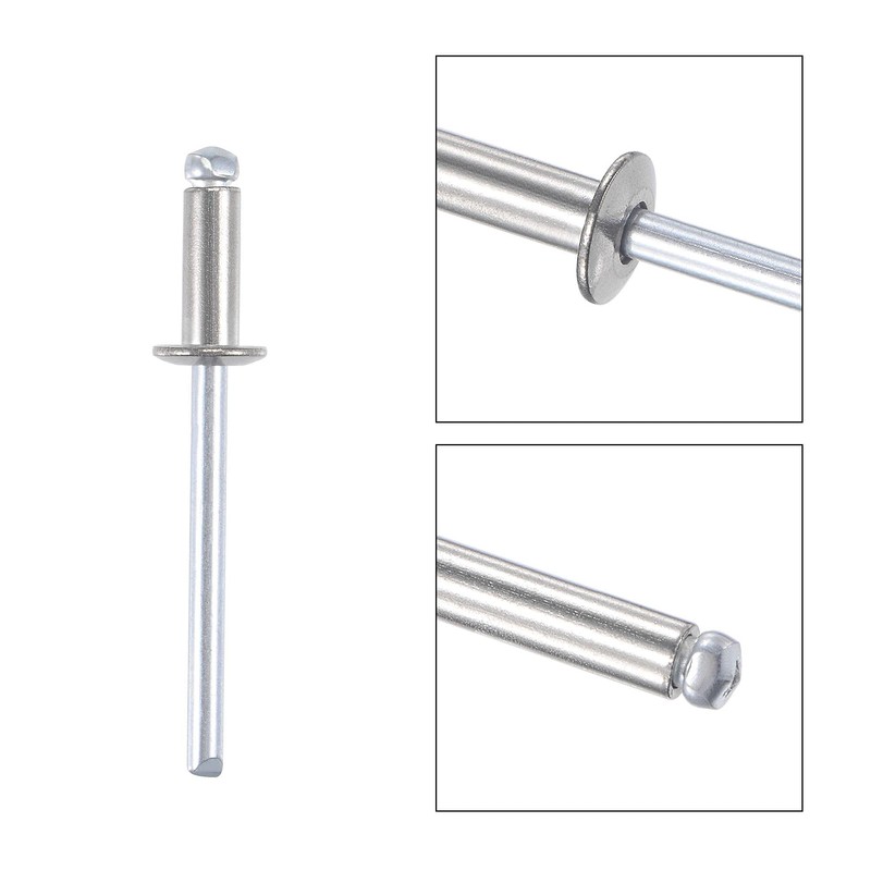 sourcing map Blind Rivets 304 Stainless Steel 4mm Diameter 10mm