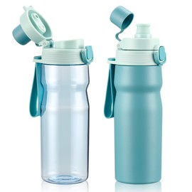 Stainless Steel Insulated Water Bottle PP Water Bottle Combo, 20oz，Pure Blue