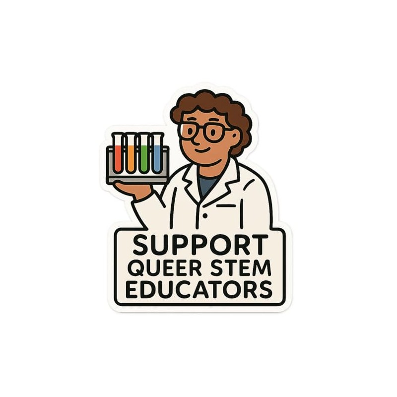 Science Teacher in Lab Coat with Rainbow Test Tubes STEM