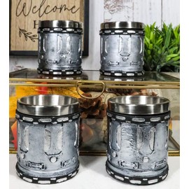 Ebros Gift Rustic Western Novelty Revolver Pistol Gun Barrel Cylinder Shot Glass 2-Ounce Shooters Drinkware Resin Body With Stainless Steel Liners Great Souvenir And Party Hosting Idea (4)