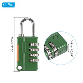PATIKIL Security Steel Cable with 4 Digit Combination Lock, 1.6Ft Coated Safety Wire Rope Double Loop Padlock for Outdoor Travel Luggage, Green