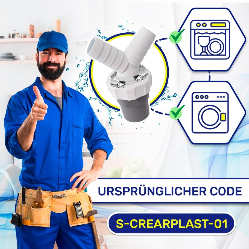 Dishwasher and Washing Machine Drain Adapter Double Connection Y with