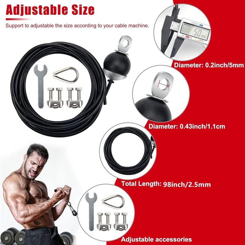 MEZOKUCEL Fitness Pulley Cable, Adjustable Home Gym Cable Pulley System，Replacement