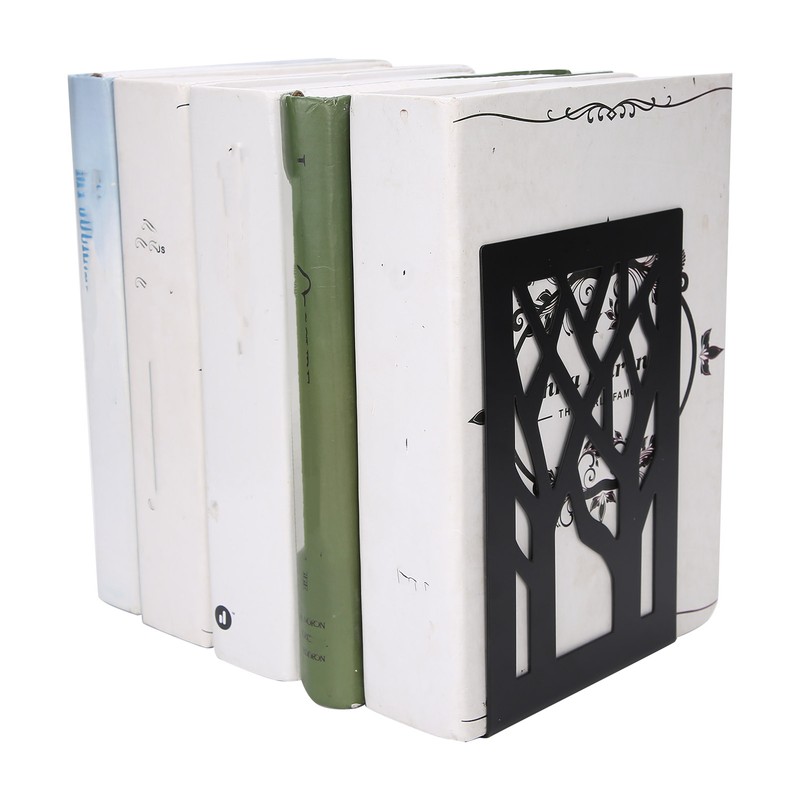 2pcs Metal Bookend Desktop Bookshelf Storage Book Documents Divider Craft