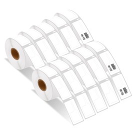 NineLeaf 10 Roll (4000 Labels) Compatible for Dymo 30373 (7/8" x 15/16") White Price Tag Rat-Tail Labels for Labelwriter 450 4XL Zebra Desktop Printers, NOT FIT 550 & 5XL