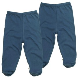 Babysoy Organic Baby Infant Footed Pants, Pants with Feet Pack of 2s (Indigo, 6-12 Months)