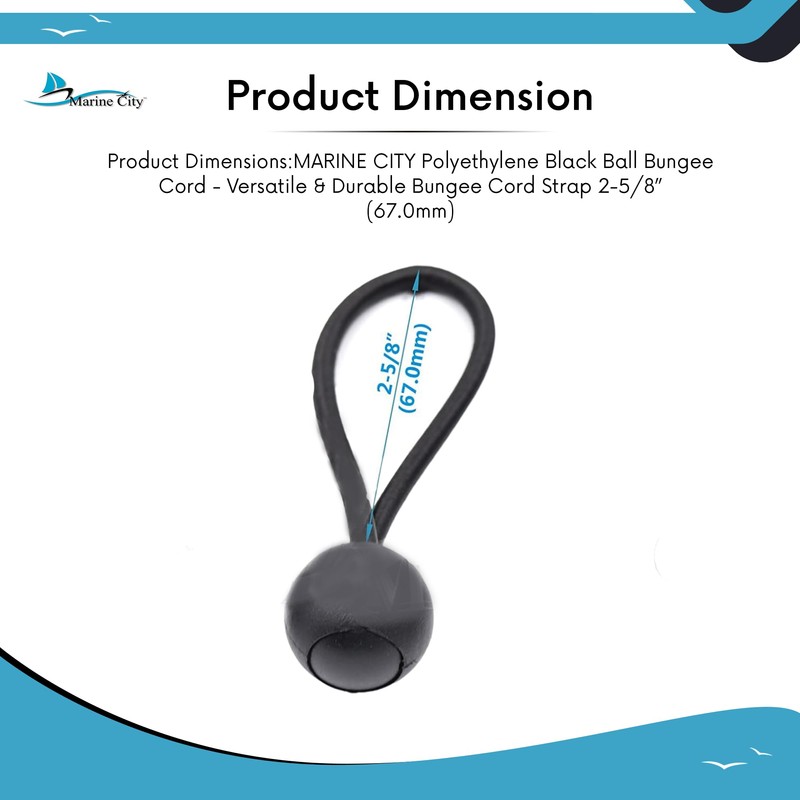 MARINE CITY Polyethylene Black Ball Bungee Cord - Versatile &
