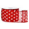 Red with White Polka Dots Sheer Wired Ribbon - 2-1/2in.