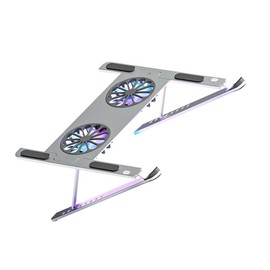 TEHAUX Notebook Cooler with Colorful LED Lighting Height Laptop Fan Stand for Gaming and Work Detachable Aluminum Alloy Design Low Noise Ventilation Support