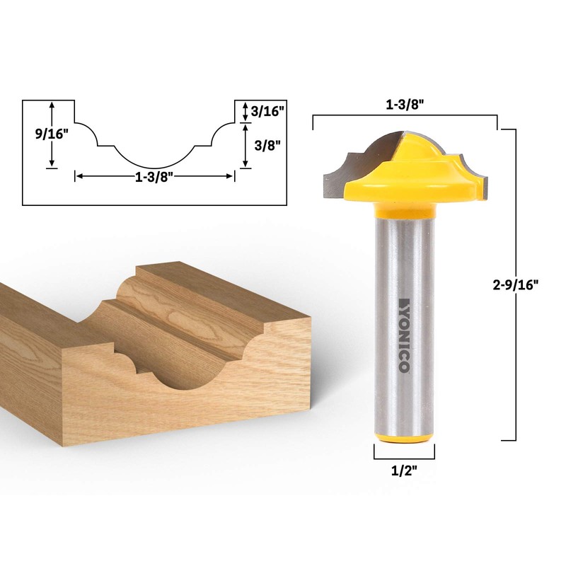 YONICO CNC Cabinet Door Rail and Stile Router Bit 1-3/8-Inch