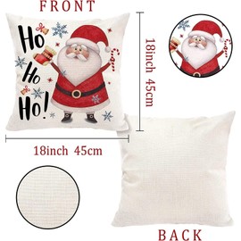 Set of 4 Christmas Throw Pillow Covers 18x18in Christmas Decoration, Santa Truck Tree Snowman Christmas Pillow Case for Sofa, Couch, Bedroom, Outdoor, Indoor Decorations