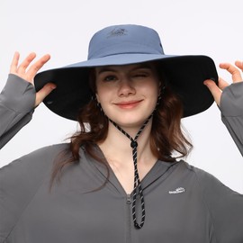 Wide Brim Sun Hat for Women Men UPF 50+ Fishing Hat Sun Protection Beach Gardening Hat SNH5M219T Blue