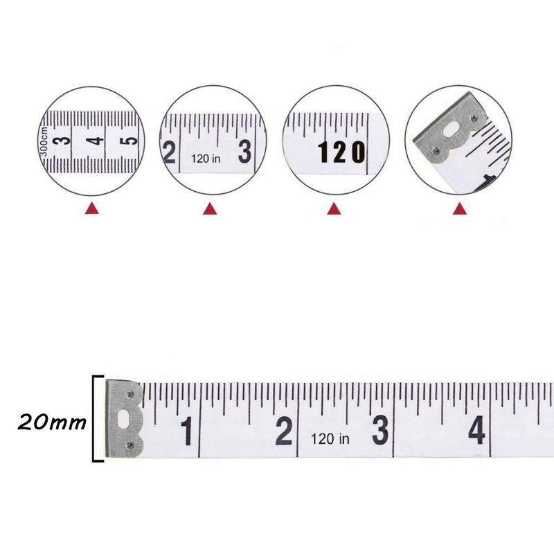 2Pcs 120 Inch/300cm Soft Tape Measure for Sewing Tailor Cloth,