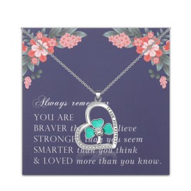 FEELMEM Irish Shamrock Clover Necklace Green Shamrock Good Luck Pendant Necklace St. Patrick's Day Jewelry 3 Leaf Clover Gift (Irish Shamrock Clover Necklace)