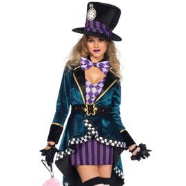 Leg Avenue 85592 Magnificent Mad Hatter Ladies’ Costume (5-Piece), multicoloured