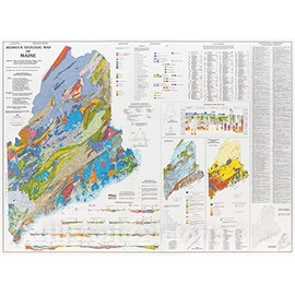 Historic Pictoric Map : Bedrock geologic map of Maine, 1985 Cartography Wall Art : 30in x 24in