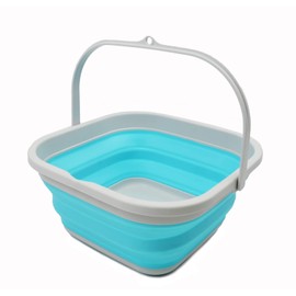 SAMMART Folding Tub (Grey/Cyanine, 5.5 L Bucket)
