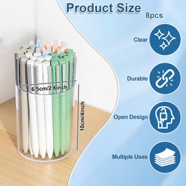 X-BLTU 8 Pcs Clear Acrylic Pencil Holder Pen Pot, Pen Holder for Desk, Transparent Makeup Brush Storage, Pencil Pots Desktop Organiser Stationary Organiser for Home Office School Supplies (Round)
