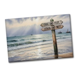 Ebbe und Flut Aquarell Nordseelandschaft Souvenir Souvenir Magnet für Kühlschrank - lustiges Küstengeschenk