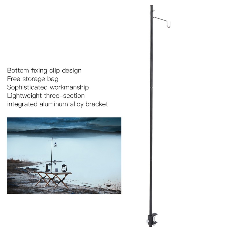 Camping Lantern Stand Aluminum Alloy Foldable Single Hook Lamp Pole