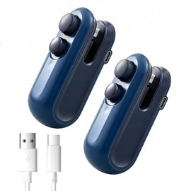 2 Pack Blue&Blue Mini Bag Sealer, 2-in-1 Portable Heat Sealer & Cutter, USB Rechargeable Handheld Food Sealer for Plastic Bags, Chips, Snacks, Kitchen & Travel