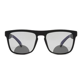 COTIA Transition Photochromic Bifocal Reading Glasses for Mens and Womens, Square Sports Sunglasses Readers 0~+4.00 (black, 1.75)