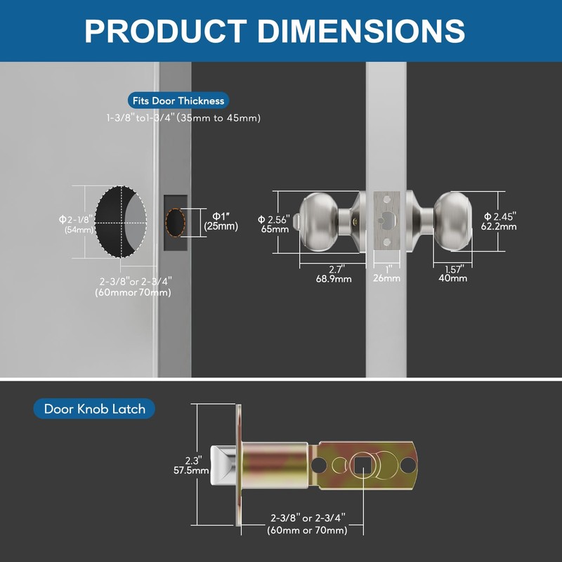 3 Pack Keyed Entry Door Knob Set, All Keyed Same